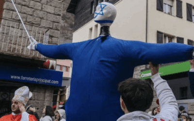 Israeli effigy was symbolically tried, hung, shot and burned at the Andorra Carnival. Photo: X