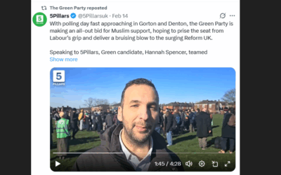 The interview with the extremist outlet was shared by the Green Party on Twitter, before being quietly deleted on Thursday, some 12 hours after Jewish News contacted the party's press office