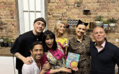 BBC Purim team - from left chefs Ben Rebuck and Eran Tibi - alongside Lilian Cordell,Rachel Riley  and Hannah Harley