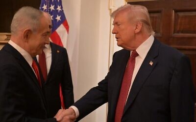 President Donald Trump (R) meets with the Israeli Prime Minister Benjamin Netanyahu (L) at the White House on Feb. 11, 2026, in Washington D.C. (Avi Ohayon - GPO)