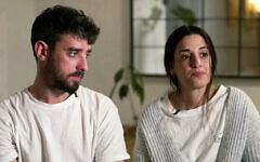 Released hostages Ariel Cunio (L) and Arbel Yehoud speak in an interview with Channel 12 news broadcast on February 13, 2026 (Screenshot)