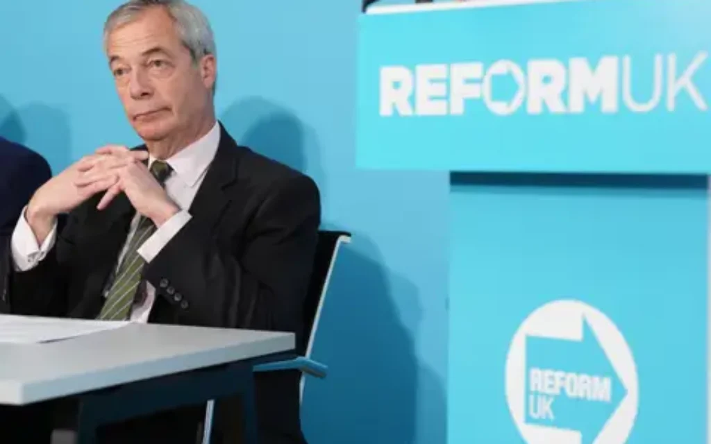 Reform UK leader Nigel Farage during a press conference