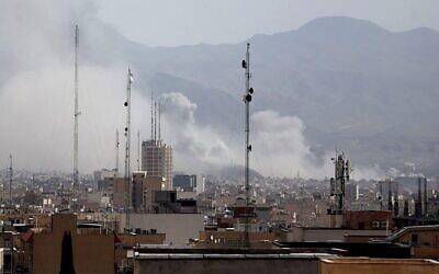 Tehran, Iran. 28th Feb, 2026. Smoke rose over central Tehran and other areas on Saturday after Israel and the United States announced they had launched on Saturday, February 28, 2026. Photo by Islamic Republic News Agency IRNA/UPI Credit: UPI/Alamy Live News