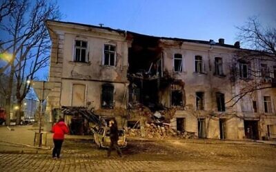 Damage to Tikva’s Great Choral Synagogue and offices in Odesa following a Russian drone strike. Photo Credit: Tikva