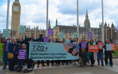Faith leaders gather outside Parliament urging the government to protect refugee family reunion rights. Photo Credit: JPIT / Safe Passage Faith leaders gather outside Parliament urging the government to protect refugee family reunion rights. Photo Credit: JPIT / Safe Passage
