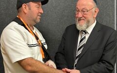 Left, Ahmed al Ahmed meeting Chief Rabbi Ephraim Mirvis in Melbourne, Australia, March 2026. Left, Ahmed al Ahmed meeting Chief Rabbi Ephraim Mirvis in Melbourne, Australia, March 2026.