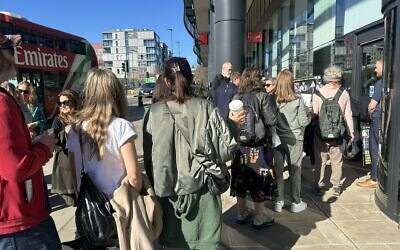Gail's protest outside The Guardian. Mark is pictured far right.