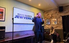 Mark Maier performing his comedy show Jewvenile at The Village Green in Muswell Hill. Photo: Annabel Sinclair Mark Maier performing his comedy show Jewvenile at The Village Green in Muswell Hill. Photo: Annabel Sinclair