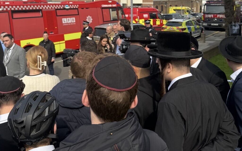 Crows gathered the scene in Golders Green following the arson attack on Hatzola ambulances. Photo: Annabel Sinclair