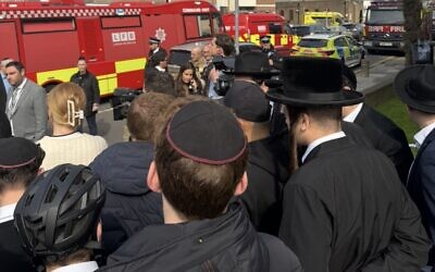 Crows gathered the scene in Golders Green following the arson attack on Hatzola ambulances. Photo: Annabel Sinclair