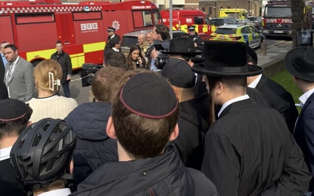 Crows gathered the scene in Golders Green following the arson attack on Hatzola ambulances. Photo: Annabel Sinclair