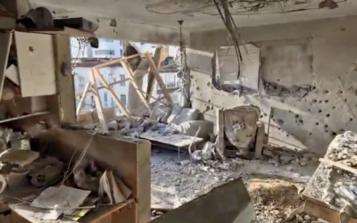 Ravaged interior of the Ramat Gan apartment where a couple in their 70s were killed in an Iranian missile strike, just metres from their safe room. Photo: X