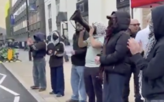 Masked individuals gather near UCL during protest where chants targeting “Zionists” were heard. Credit: X Masked individuals gather near UCL during protest where chants targeting “Zionists” were heard. Credit: X