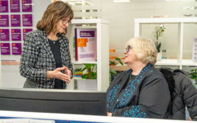 Bayla Perrin, CEO of the Paperweight Trust, with Baroness Sherlock, Minister of State at the Department for Work and Pensions