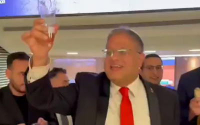 Itamar Ben-Gvir toasts the passing of a death penalty bill in the Knesset