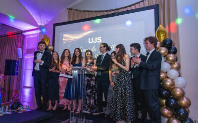 UJS Sabbatical Team 25/26 on stage at the UJS Awards Ball 2026. Pic: Jonathan Burns from Stitch Creative Media