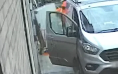 CCTV shows the moment a safe is removed from Beis HaMedrash Torah Etz Chaim. Photo Credit: ITV News