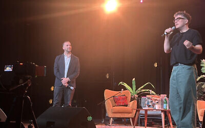 Zack Polanski introduced on stage in Hackney by Ross Hanson-Lowe