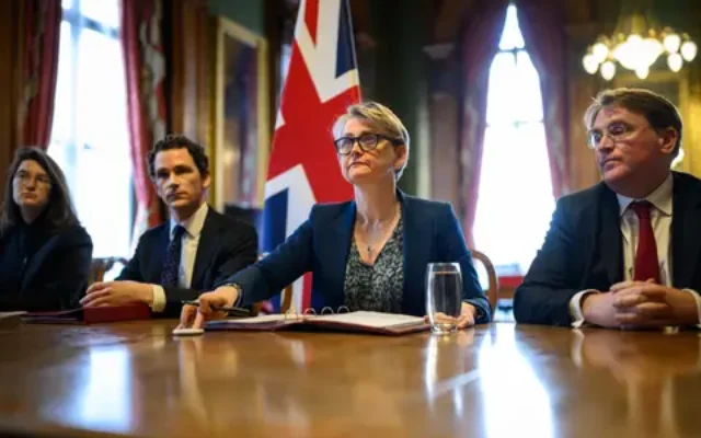 Foreign Secretary Yvette Cooper hosts a virtual meeting at the Foreign, Commonwealth and Development Office (FCDO) in Westminster, London, for talks with a coalition of countries on the reopening of the crucial Strait of Hormuz shipping lane. Britain is seeking to lead a diplomatic initiative, understood to include 35 countries such as France, Germany and some Gulf nations, to reopen the passage. Picture date: Thursday April 2, 2026.
Pic Leon Neal/PA Wire