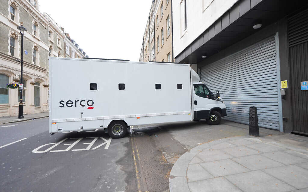 A prison van arriving at Westminster Magistrates' Court, London, where Hamza Iqbal, 20, Rehan Khan, 19, and a 17-year-old boy are due to appear after being charged with a arson attack on Jewish community ambulances in Golders Green, north London, on March 23.  Picture date: Saturday April 4, 2026. Yui Mok/PA Wire
