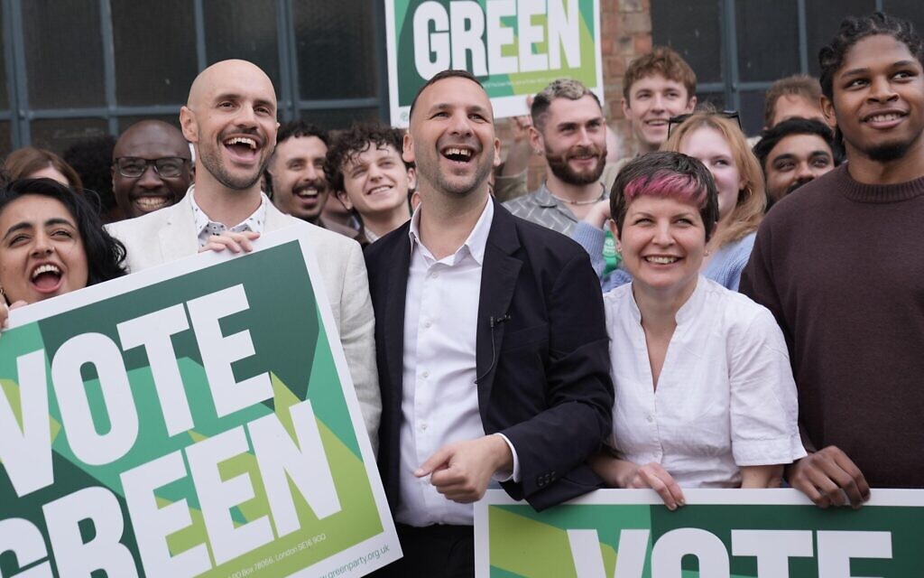 Green Party leader Zack Polanski (centre) with Lewisham mayoral candidate, Liam Shrivastava and Hackney mayoral candidate, Zoe Garbett (second right), at the launch of the party's campaign for the local elections on May 7, at One Friendly Place in Greenwich, south London. Picture date: Thursday April 9, 2026.