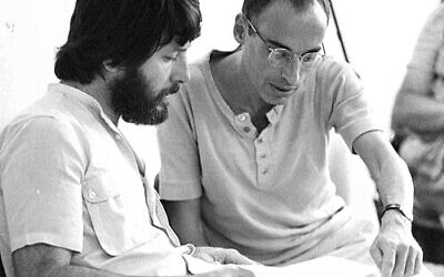 Actor/director Oded Kotler and Hanoch Levin during work on the play The Patriotm 1982. From the Dan Hadani Collection, The National Library of Israel