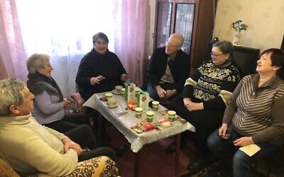 Members of the Jewish community in Kryvyi Rih gather at a local support centre ahead of Passover. Credit: World Jewish Relief
