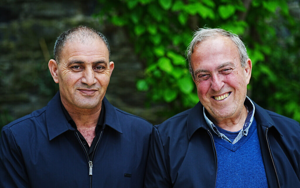 Activists and co-directors of the Parents Circle Families Forum (PCFF), Bassam Aramin (left), whose 10-year-old daughter Abir was killed by the Israeli military in East Jerusalem in 2007, with Rami Elhanan, whose 14-year-old daughter Smadar was killed by two Palestinian suicide bombers in Jerusalem in 1997. Both men were speakers at a Trocaire event in Dublin, 'Holding Humanity - a story of two fathers, journey to peace and reconciliation'. Picture date: Friday April 17, 2026. Photo credit: Brian Lawless/PA Wire
