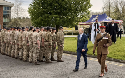 British Army personnel stand in formation at Catterick Garrison during a commemoration marking 81 years since the liberation of Bergen-Belsen.
Credit: Holocaust Memorial Day Trust / The Light Dragoons