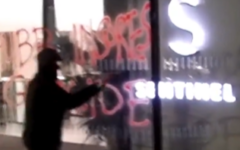 Screenshot: Vandals attack a Chubb insurance office in Glasgow early this morning, Friday 17th April 2026 Screenshot: Vandals attack a Chubb insurance office in Glasgow early this morning, Friday 17th April 2026