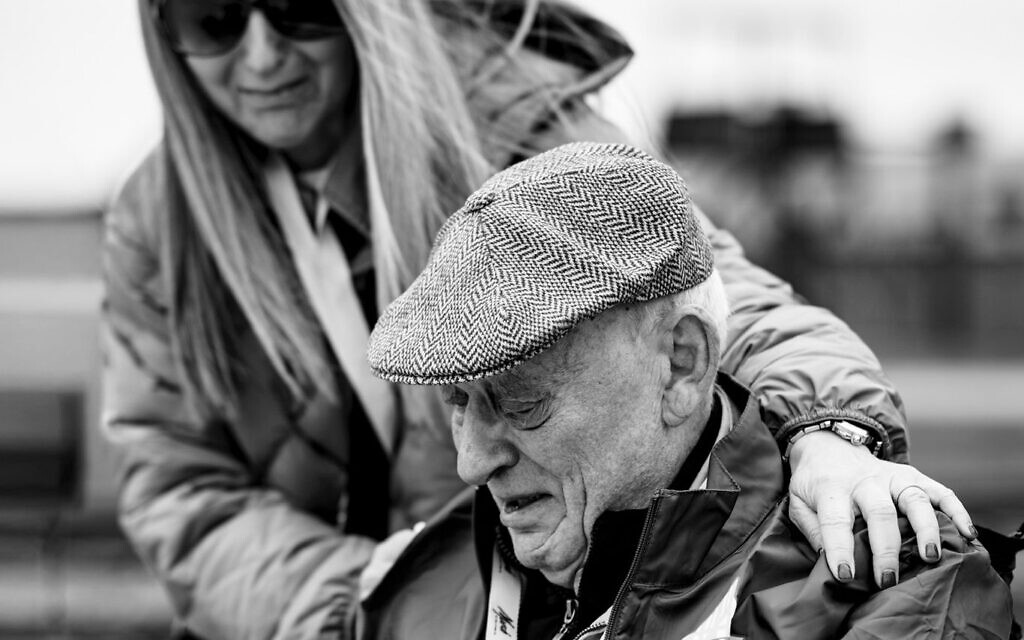 Jacques Weisser with his daughter Corinne. Auschwitz, Monday 13th April. Pic: Blake Ezra Jacques Weisser with his daughter Corinne. Auschwitz, Monday 13th April. Pic: Blake Ezra