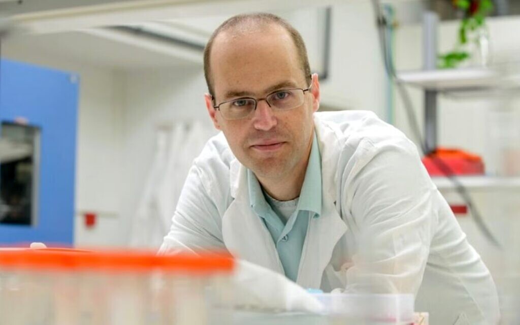Nir London in his lab at the Weizmann Institute of Science. (Courtesy)