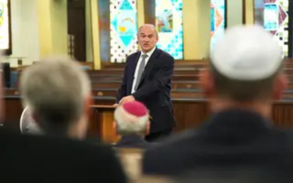 Liberal Democrats leader Sir Ed Davey speaks during a visit to Western Marble Arch synagogue to meet the Jewish community, in light of the Golders Green attack last week, whilst on the campaign trail for the upcoming local elections.
Lucy North/PA Wire