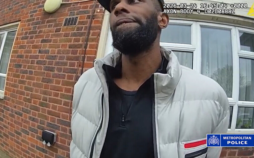 Undated handout screengrab from body worn footage issued by Metropolitan Police of the arrest of Tavius Jean Charles who has been jailed for five years after admitting religiously aggravated threatening behaviour.