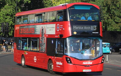 A 113 bus in north-west London. TfL and Metroline are investigating a reported antisemitic incident near JW3. Credit: Wikimedia Commons