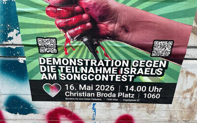 The poster in Vienna calling for protest at Eurovision