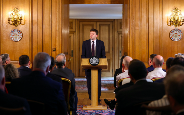 President of the Union of Jewish Students, Louis Danker, speaks in number 10 Downing Street, Westminster, during a meeting of senior figures from across public life to drive forward a "whole of society" response to tackling antisemitism.  Hannah McKay/PA Wire