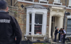 Shomrim volunteers and Metropolitan Police officers outside a Jewish boys’ school in Stamford Hill following an alleged antisemitic assault on a schoolboy. Credit: Shomrim/X