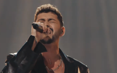 Noam Bettan on stage during the Eurovision song contest semi final (Eurovision song contest)