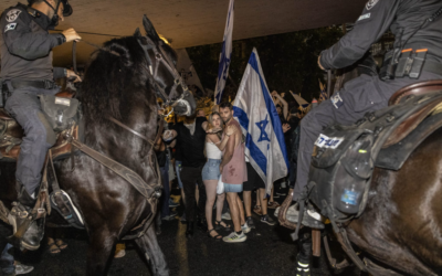 One of the photographs featured, taken during a protest held after the murder of hostages in Rafah (Tomer Appelbaum, Ha'aretz)