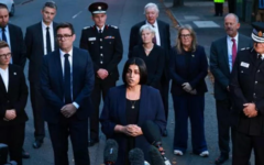 Home Secretary Shabana Mahmood speaking in the aftermath of the terror attack at Heaton Park Synagogue. Among those behind her are Andy Burnham, Bev Craig, Chief Constable Sir Stephen Watson, Mark Adlestone and Marc Levy Home Secretary Shabana Mahmood speaking in the aftermath of the terror attack at Heaton Park Synagogue. Among those behind her are Andy Burnham, Bev Craig, Chief Constable Sir Stephen Watson, Mark Adlestone and Marc Levy