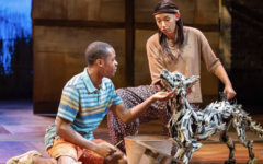 Alistair Nwachukwu as William Kamkwamba with Yana Penrose who brings Khamba the dog to life (credit Tyler Fayose) Alistair Nwachukwu as William Kamkwamba with Yana Penrose who brings Khamba the dog to life (credit Tyler Fayose)