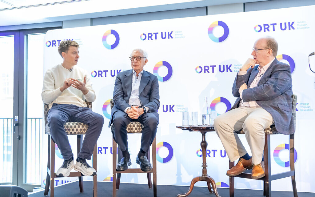 Euan Blair (left), Sir Ronald Cohen and Lord Daniel Finkelstein (right). Pic: Grainge Photography