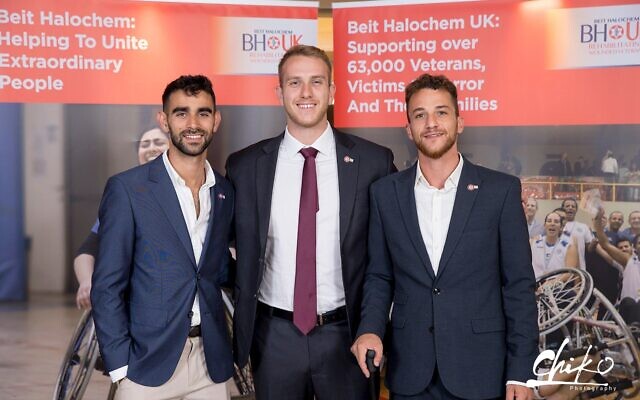 Beit Halochem veterans Ido, Zwi and Eytan Fassberg-Yaffe at Beit Halochem UK’s annual dinner, where more than £2 million was raised to support rehabilitation and PTSD services for injured Israeli veterans