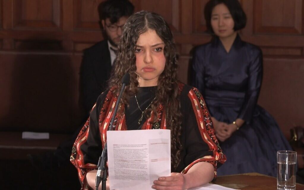 Arwa Elrayess, president of the Oxford Union, speaking at a Union event. Photo: Youtube/ Oxford Union