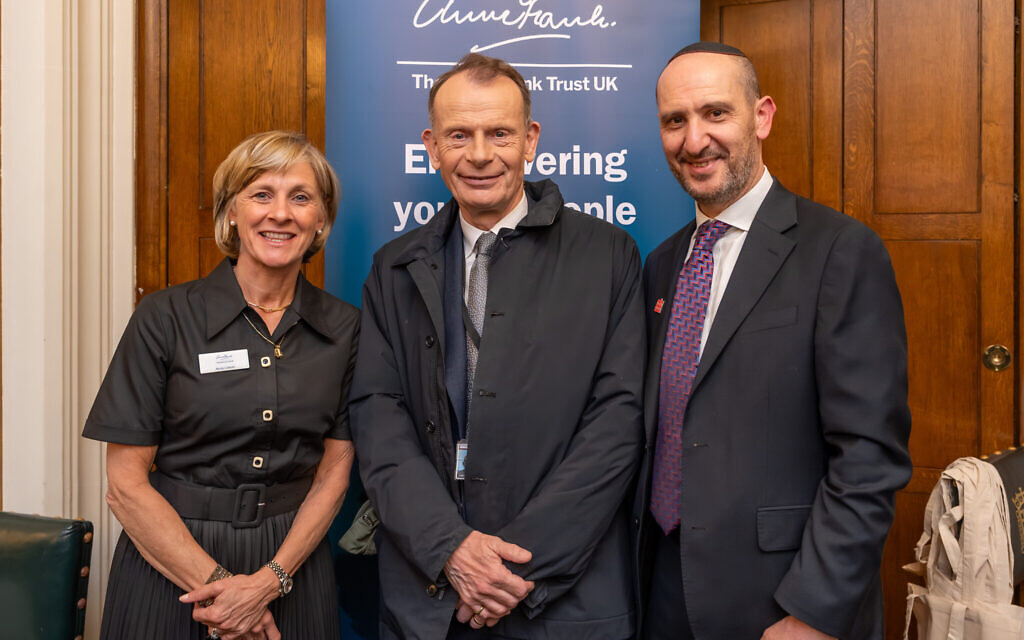 L-R: Nicola Cobbold, Chair of the Anne Frank Trust UK, broadcaster Andrew Marr and chief executive Dan Green at the launch of the charity's latest impact report in Parliament. Photo Credit: Julian Coleman