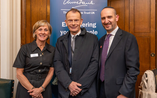 L-R: Nicola Cobbold, Chair of the Anne Frank Trust UK, broadcaster Andrew Marr and chief executive Dan Green at the launch of the charity's latest impact report in Parliament. Photo Credit: Julian Coleman