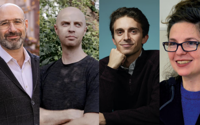 The four finalists for the 2026 Sami Rohr Prize are, from left, Shaul Kelner, Amir Tibon, Jordan Salama and Laura Hobson Faure. (Anne Rayner, Ofir Berman, Becky Hale, Patrick Clavier/Archives de Paris)