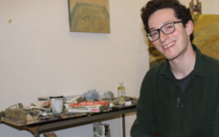 Hugo Max in his studio ahead of his upcoming Kosher Giraffes & Other Tails event at JW3. (Photo: Hugo Max)