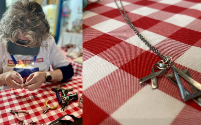 A repaired Star of David necklace as volunteer silversmith Rae restores jewellery at the Jaffa Port Repair Cafe.